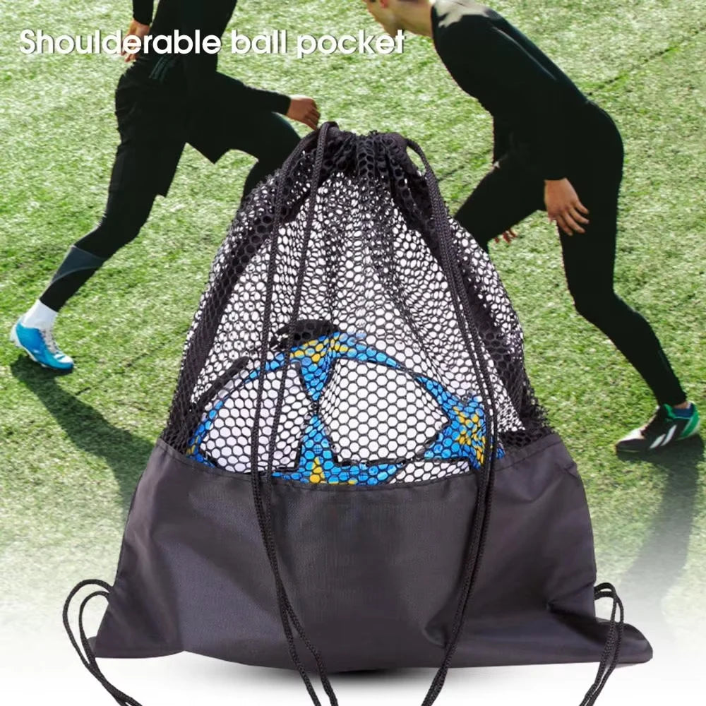 Single Ball Storage Bag with Drawstring Sling Backpack for Soccer, Basketball, Football, Volleyball, and Rugby