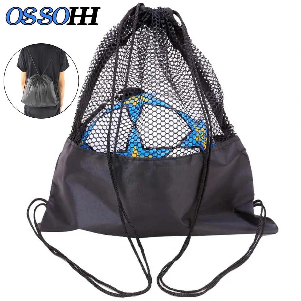 Single Ball Storage Bag with Drawstring Sling Backpack for Soccer, Basketball, Football, Volleyball, and Rugby